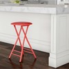 Hastings Home Folding Round Stool Heavy Duty 24-Inch Collapsible Padded 300 Pound Limit for Dorm, Gameroom (Red) 275515VCA